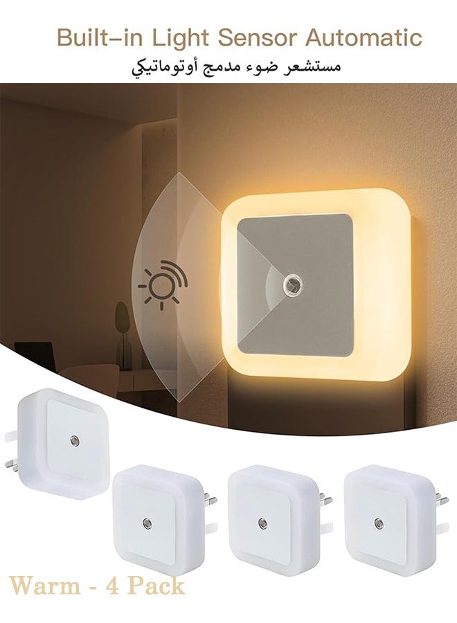 Ramadan Decoration 4-Pack LED Night Light Plug in Wall with Smart Light Sensor, Good for Sleep, Children Light for Hallway, Toddler Beds, Stairs, Warm White  - Image 1