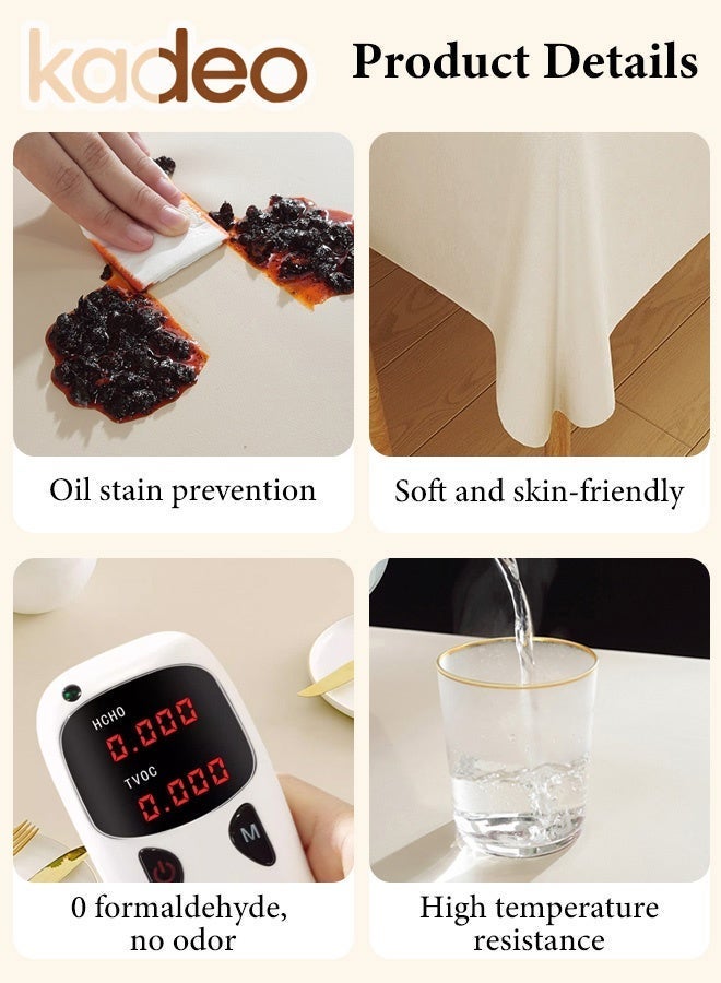 kadeo Imitation Leather Solid Table Cloth, PU Leather Waterproof Table Cover, Scalding Resistant and Wear-resistant Table Cover, for Party Kitchen Indoor Outdoor Table Clothes for Dining Table Decoration, 140*200CM - Image 4