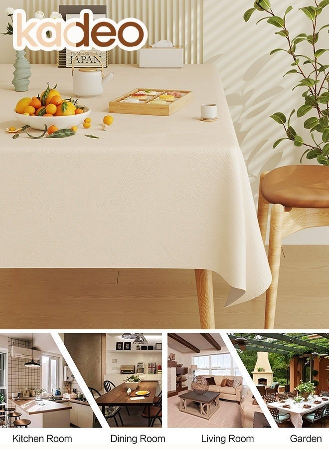 kadeo Imitation Leather Solid Table Cloth, PU Leather Waterproof Table Cover, Scalding Resistant and Wear-resistant Table Cover, for Party Kitchen Indoor Outdoor Table Clothes for Dining Table Decoration, 140*200CM - Image 2