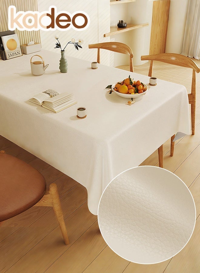 kadeo Imitation Leather Solid Table Cloth, PU Leather Waterproof Table Cover, Scalding Resistant and Wear-resistant Table Cover, for Party Kitchen Indoor Outdoor Table Clothes for Dining Table Decoration, 140*200CM - Image 1
