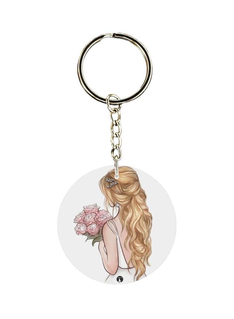 Single Sided Animie Girl Printed Keychain