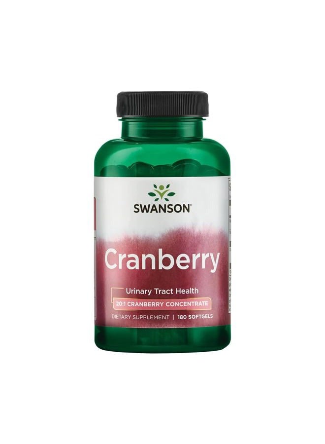 SWANSON Cranberry - Supports Urinary Tract Health, Bladder Control, and Promotes Healthy Kidney Function - Cranberry Supplement Made with 20:1 Cranberry Juice Concentrate - (180 Softgels) - Image 1