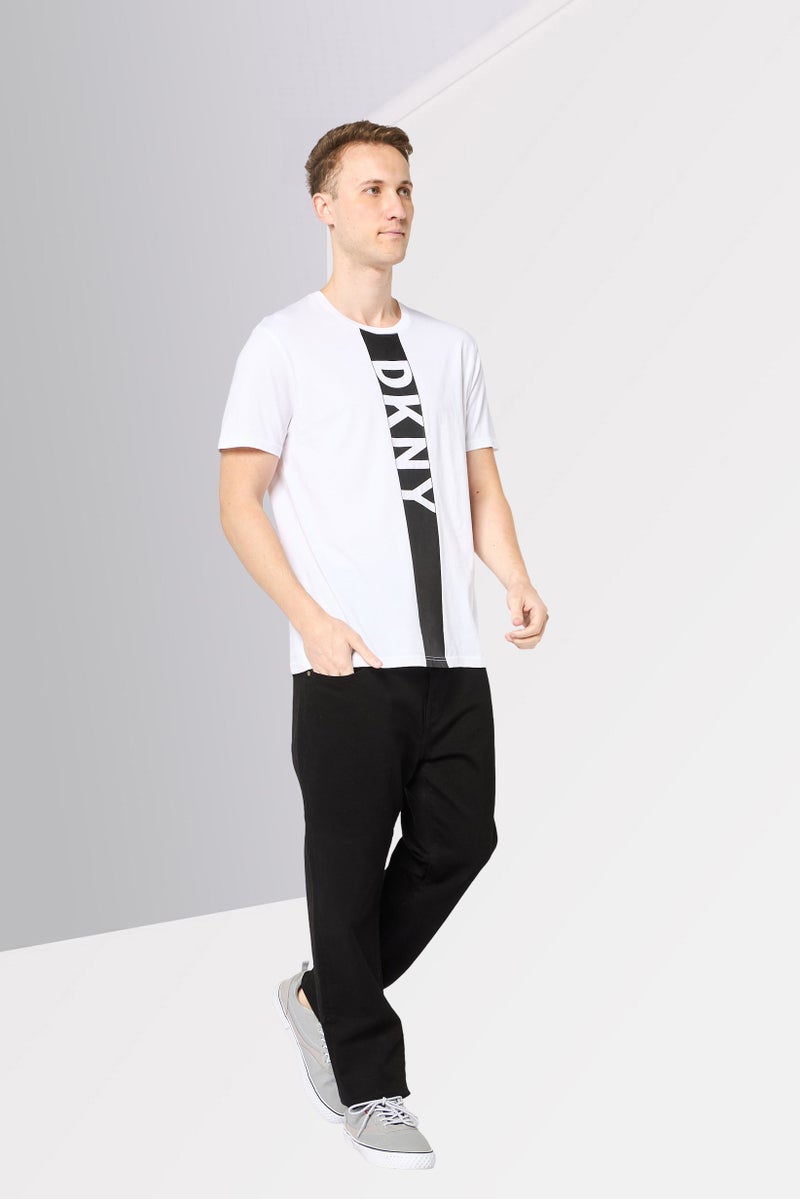 DKNY Men Crew Neck Short Sleeve Brand Logo T-Shirt, White - Image 2