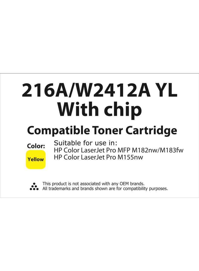 Toner Cartridge Tonerinko Premium Replacement Toner Cartridge Compatible With HP Color LaserJet Pro M155a, MFP M182n, MFP M183fw, W2412A Yellow (Yellow 216A/W2412A YL With Chip) | W2412A YL - Image 3