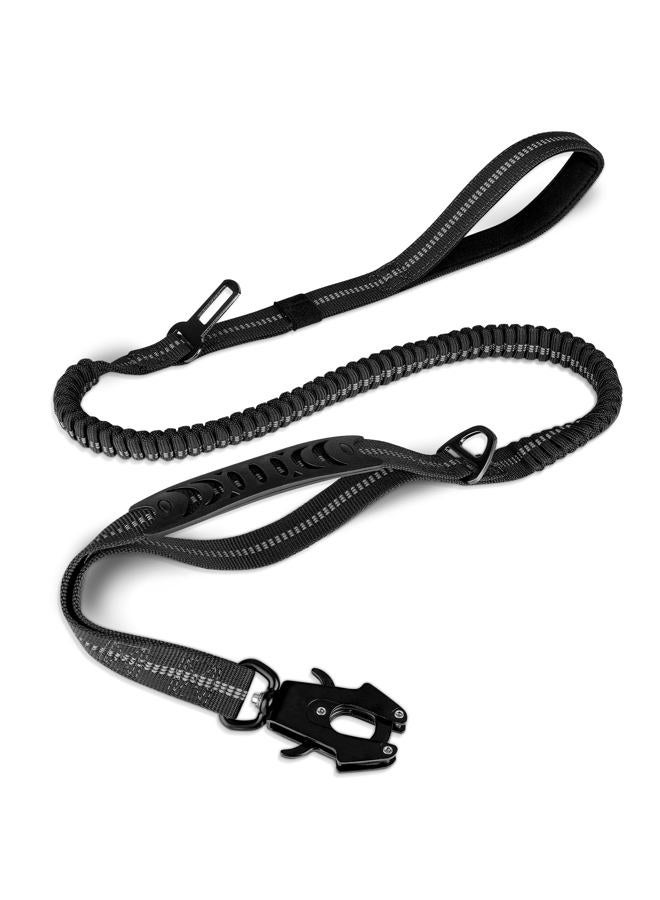 Joytale Tactical Dog Leash Heavy Duty, 4-6FT Shock Absorbing Bungee Lead with 2 Padded Handle, Metal Carabiner Clip, Car Seatbelt, Strong No Pull Leash for Medium Large X-Large Dogs, Black - Image 1