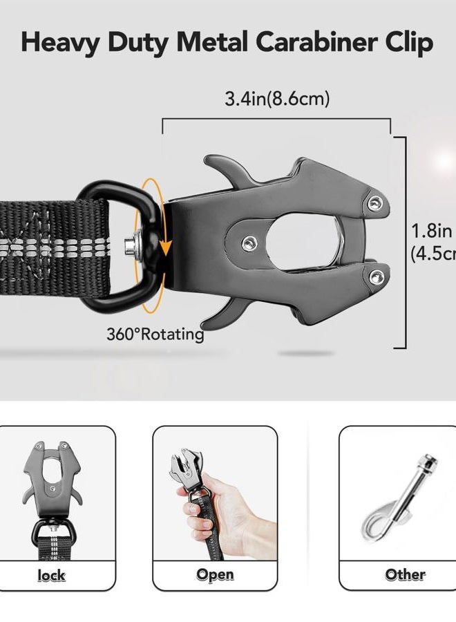 Joytale Tactical Dog Leash Heavy Duty, 4-6FT Shock Absorbing Bungee Lead with 2 Padded Handle, Metal Carabiner Clip, Car Seatbelt, Strong No Pull Leash for Medium Large X-Large Dogs, Black - Image 2