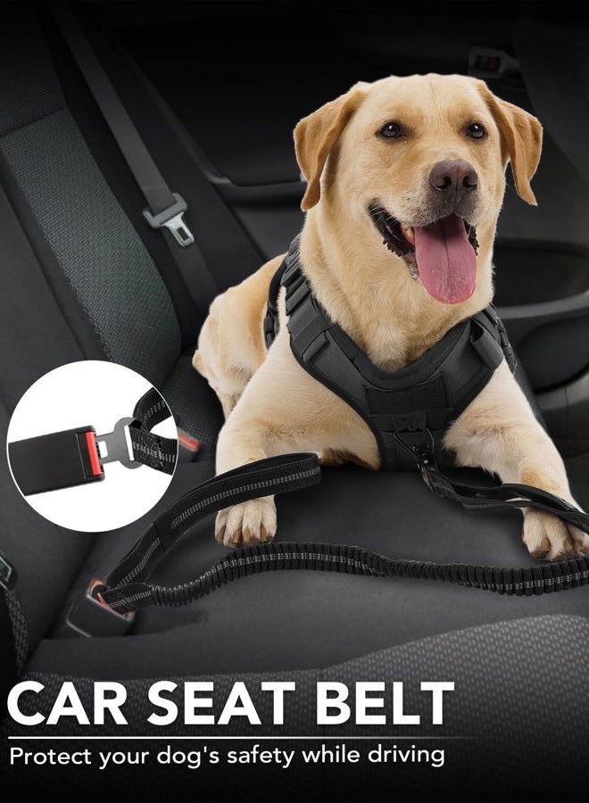 Joytale Tactical Dog Leash Heavy Duty, 4-6FT Shock Absorbing Bungee Lead with 2 Padded Handle, Metal Carabiner Clip, Car Seatbelt, Strong No Pull Leash for Medium Large X-Large Dogs, Black - Image 5