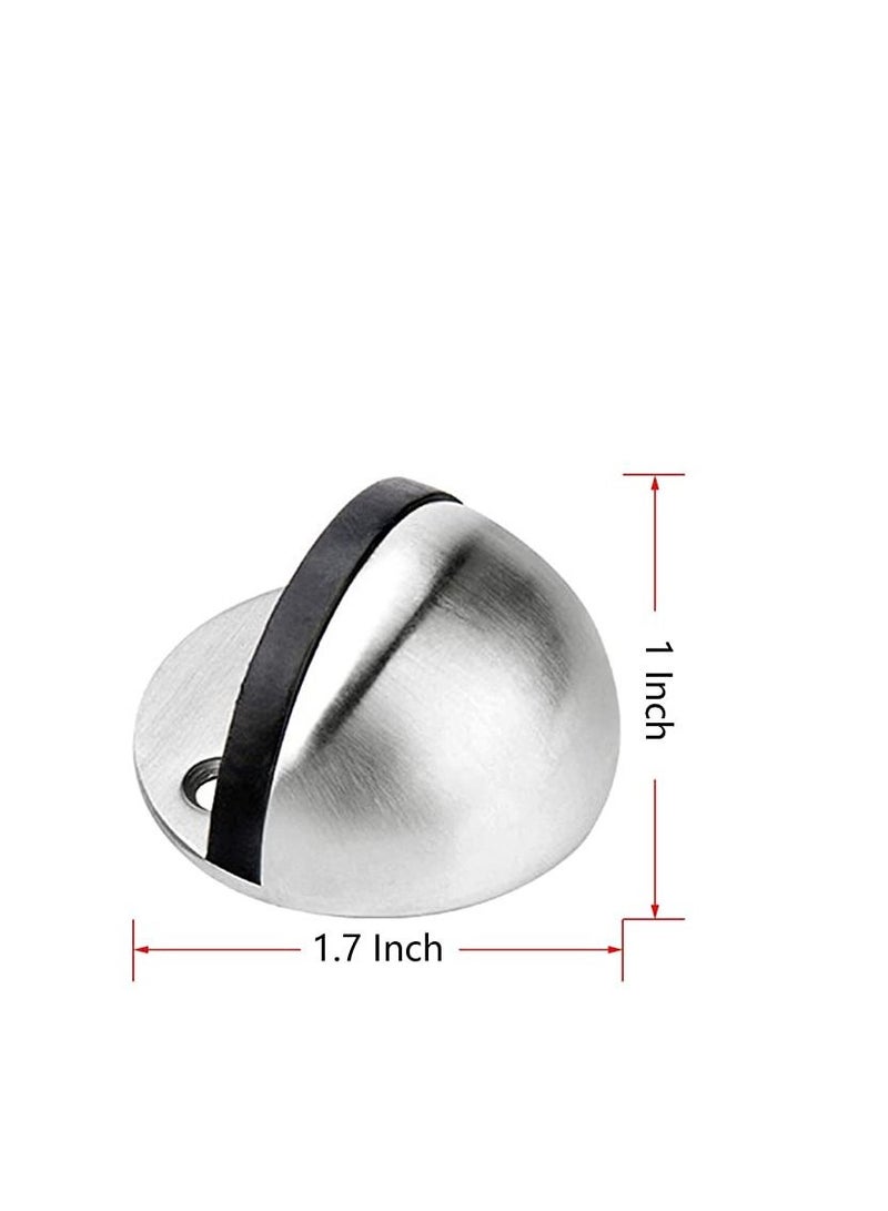 Y&D Floor Mount Door Stopper, Stainless Steel Doorstops Catch Tape/Punch Holder, with Rubber Bumper Tip Half Moon Oval Wall Protector, for Hotel Home Office Bedroom Living Bath Room  - Image 2