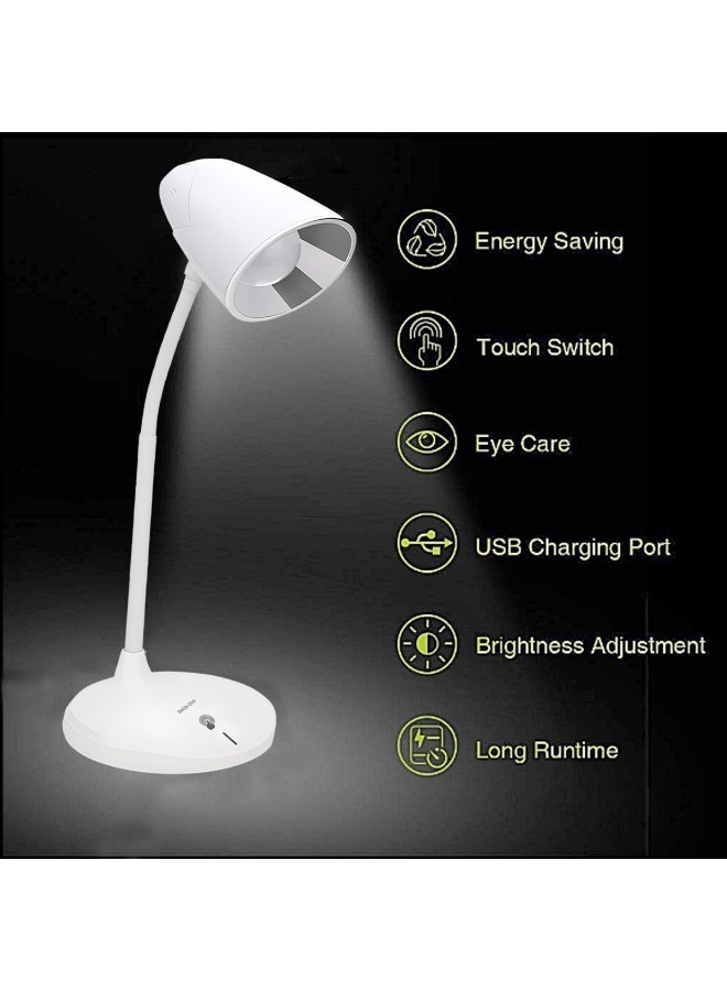 ويداسي مصباح مكتب LED قابل لإعادة الشحن WD-6046 مع رقبة مرنة، سطوع التحكم باللمس، ضوء قراءة قابل للتعديل للدراسة والمكتب وغرفة النوم، مصباح طاولة منخفض الوهج لحماية العين للاستخدام المنزلي والعمل - Image 4