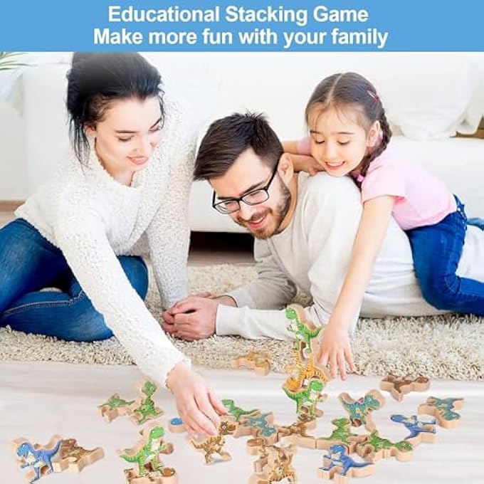 DINOSAUR STACKING BLOCKS, 32 PACK PLASTIC DINOSAUR STACKING BLOCKS WITH STORAGE BOX, TODDLER DINOSAUR STACKING BLOCKS, MONTESSORI LEARNING FOR BOY GIRL - Image 5