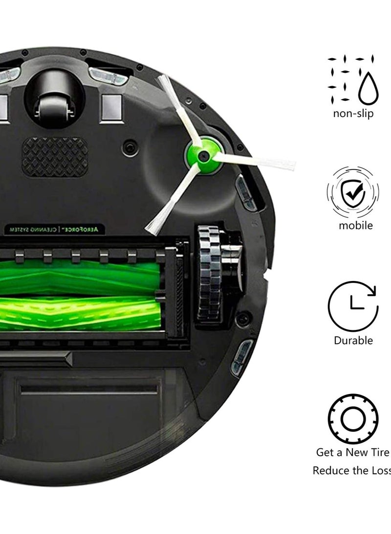 SYOSI إطارات بديلة لـ Irobot Roomba لسلسلة العجلات 500 و600 و700 و800 و900 e5 e6 i7، مضادة للانزلاق، التصاق رائع وسهولة التجميع، استبدال العجلات لجميع موديلات Roomba باللون الأسود، 4 عبوات - Image 3