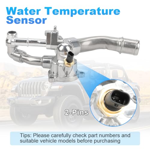 WMPHE Engine Coolant Thermostat Housing Assembly Compatible with Jeep Wrangler 2.0L 2018-2024 Replacement for 5048424AD, 5048424AB, 5048424AC - Image 4