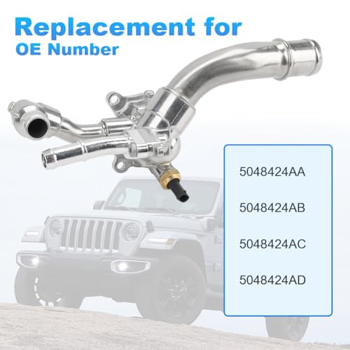 WMPHE Engine Coolant Thermostat Housing Assembly Compatible with Jeep Wrangler 2.0L 2018-2024 Replacement for 5048424AD, 5048424AB, 5048424AC - Image 3