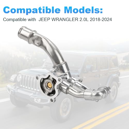 WMPHE Engine Coolant Thermostat Housing Assembly Compatible with Jeep Wrangler 2.0L 2018-2024 Replacement for 5048424AD, 5048424AB, 5048424AC - Image 2