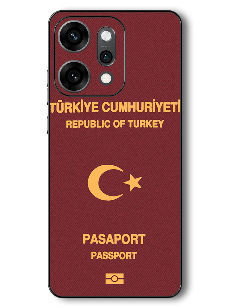 Theodor Case Compatible with Oppo Reno 14 Pro 6.83 Inch Protection Shockproof Bumper Cover Turkey Passport - Image 1
