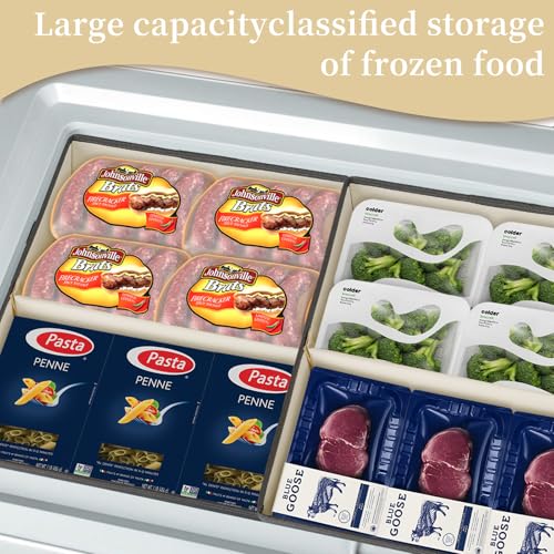 Flenpptly Freezer Organizer Bins, 2 Pack Collapsible Deep Freezer Organizer Bins for 15"x14"x9", freezer Storage Bins with Removable Dividers, Handles (Dark Grey, 2 Pack) - Image 4