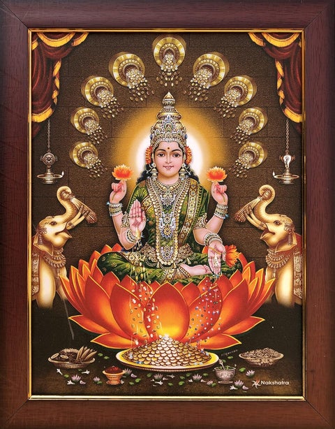 Garuda Photos Goddess Sri MahaLakshmi Photo Frame Laxmi Devi Gaja Dhana Maha Lakshmi Dhanalakshmi Dhanalaxmi Mahalaxmi Mahalakshmi Gajalaxmi Gajalakshmi Elephant Small 9x7 Inch