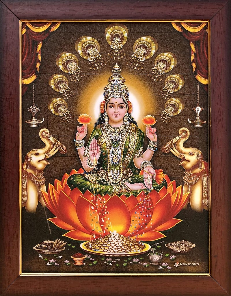 Garuda Photos Goddess Sri MahaLakshmi Photo Frame Laxmi Devi Gaja Dhana Maha Lakshmi Dhanalakshmi Dhanalaxmi Mahalaxmi Mahalakshmi Gajalaxmi Gajalakshmi Elephant Small 9x7 Inch
