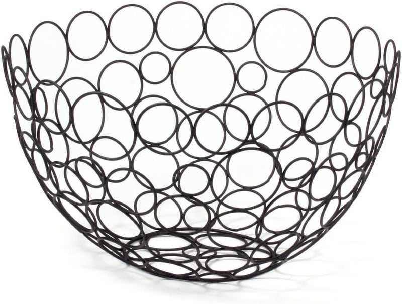Spectrum Spectrum Circles Round Bowl Contemporary Vegetable  Fruit Basket Geometric Modern Kitchen Countertop Food Shapes Sleek Steel Produce Storage Black  - Image 4