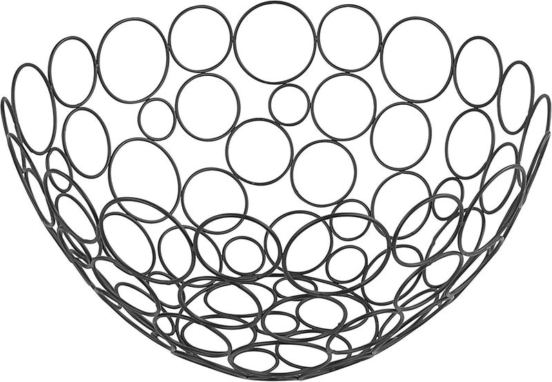 Spectrum Spectrum Circles Round Bowl Contemporary Vegetable  Fruit Basket Geometric Modern Kitchen Countertop Food Shapes Sleek Steel Produce Storage Black  - Image 3