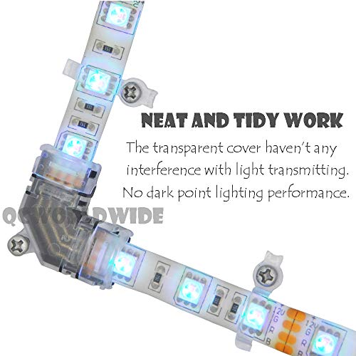 QVQCWD LED Light Strip Connectors Kit,10mm 4 Pin Waterproof 5050 RGB LED Strip Connectors,Includes 14 Types of Solderless Multicolor LED Strip Light Connectors - Image 4