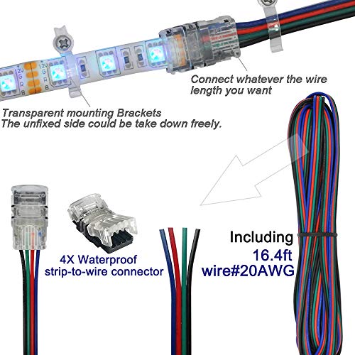 QVQCWD LED Light Strip Connectors Kit,10mm 4 Pin Waterproof 5050 RGB LED Strip Connectors,Includes 14 Types of Solderless Multicolor LED Strip Light Connectors - Image 5