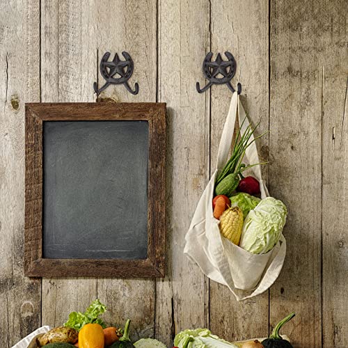 JUXYES Pack of 2 Cast Iron Lucky Horseshoe Wall Mounted Hook Heavy Duty Rustic Country Wall Coat Hook Star Decorative Hook Farmhouse Horse Shoe Vintage Towel Hook for Hats Coats Keys - Image 5