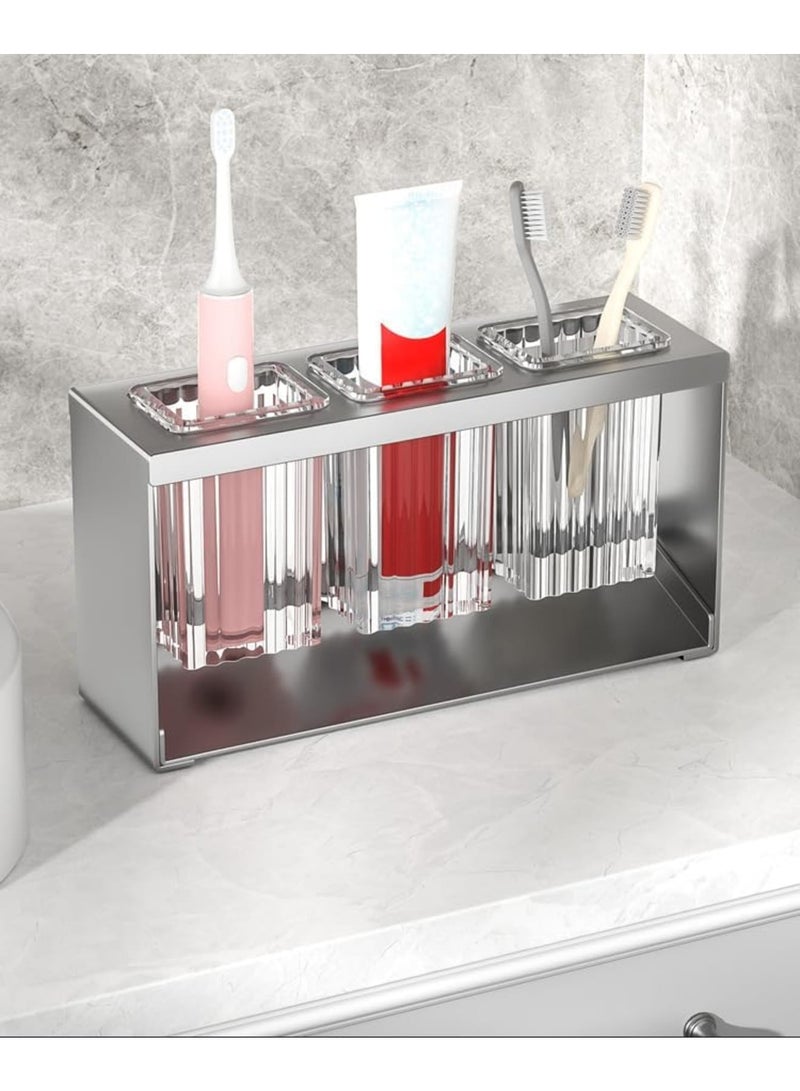 SYOSI Countertop Cutlery Drying Holder - ableware Holder Box Tabletop Separated, Tableware Organizer with 3 Cups, Bathroom Toothpaste Cosmetic Brush Tooth Holder for Kitchen and Bathroom (Black) - Image 3