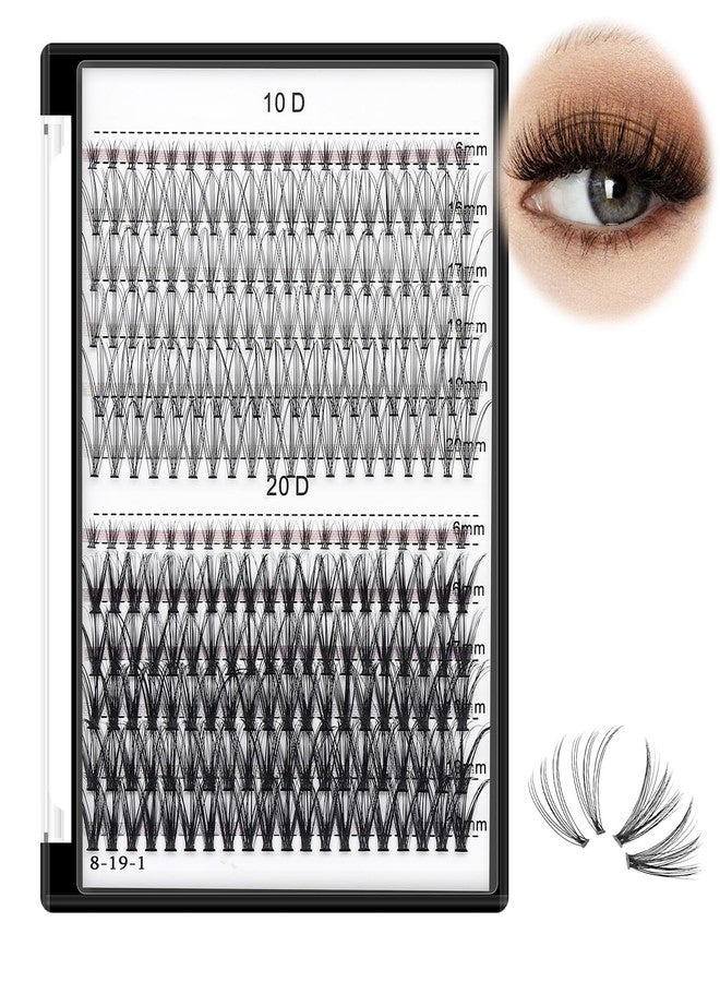 Bodermincer Lash Extension 240pcs C Curl 10D/20D Cluster 8/9/10/11/12mm,10/11/12/13/14mm,12/13/14/15/16mm Mixed Individual Cluster Lashes (10D+20D 16/17/18/19/20mm and Under Eyelashes) - Image 1