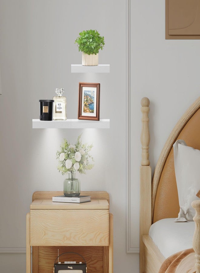 Qupui Small Floating Shelves for Wall Set of 3, 9.84inch Small Shelf Wall Mount Organizer, Wood Hanging Shelf for Living Room Bedroom Bathroom Kitchen Plant Photo Frame - Image 5