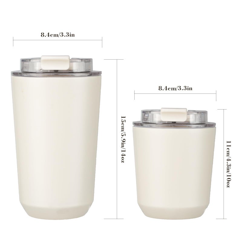 Puraville 2 Pack Insulated Tumblers with Lid  10 oz Travel Coffee Mug Stainless Steel Vacuum Thermos Cup Leak Proof Double Walled Coffee Tumbler for Iced and Hot Drinks  Peacock Blue and Cream - Image 2