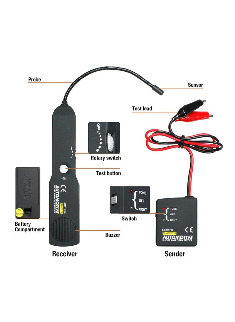 Generic - EM415Pro Automotive Electrical Open&Short Finder Circuit Tester Tone Generator Cable Wire Breaker Tracker Circuit Fault Finder DC 6-42V Probe Car Diagnostic Tools - Image 1