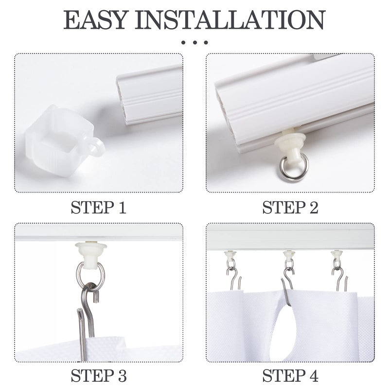 Jetec 60 Pcs Curtain Track Gliders Hooks, White Ceiling Curtain Track, Pack of 30 Pieces Hooks and 30 Pieces Gliders for Rails and Tracks - Image 3