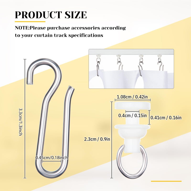 Jetec 60 Pcs Curtain Track Gliders Hooks, White Ceiling Curtain Track, Pack of 30 Pieces Hooks and 30 Pieces Gliders for Rails and Tracks - Image 2
