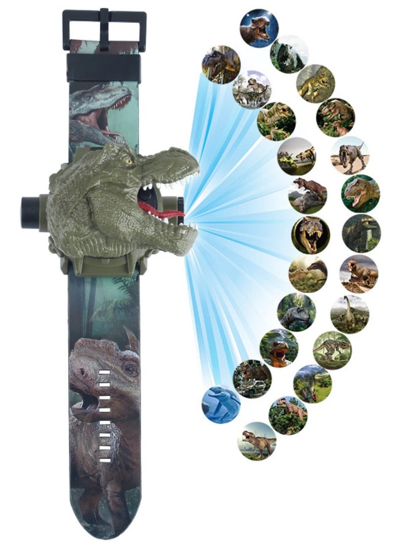 SYOSI Cartoon Watch with 24 Kinds of Dinosaur Projection Pattern Cartoon Children Digital Dinosaur Watch Toy for Boys and Girls Children with Cover Adjustable Date and Time Projector Watch, Tyrannosaurus - Image 1