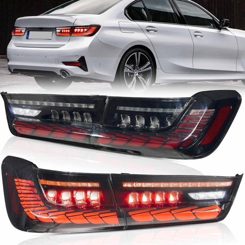 مجموعة مصابيح خلفية VLAND تناسب 2019-2024 الجيل السابع من BMW 3 Series G20 G28 G80 إشارة انعطاف حمراء متسلسلة مدخنة