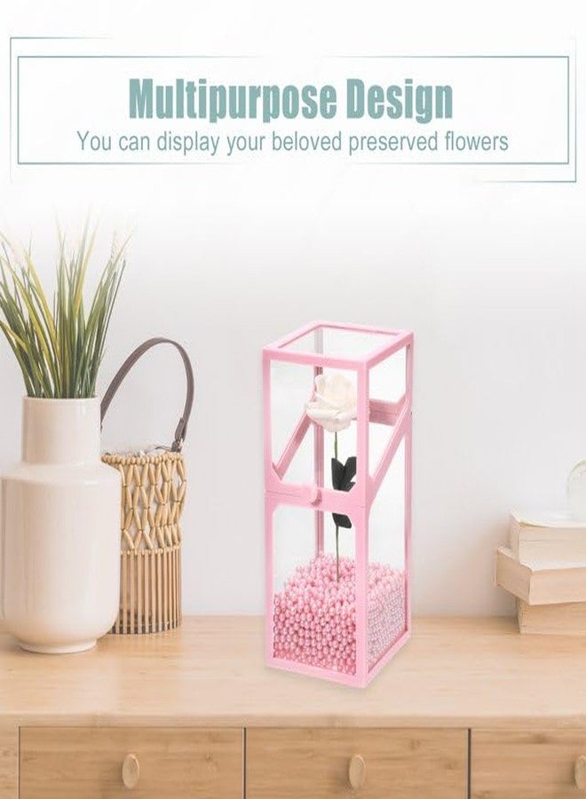 KRESHU Square Makeup Brush Holder with Lid Cosmetic Brush Organizer Makeup Brush Display Case Dustproof Cosmetics Brush Storage Container (Colour-Pink) - Image 3