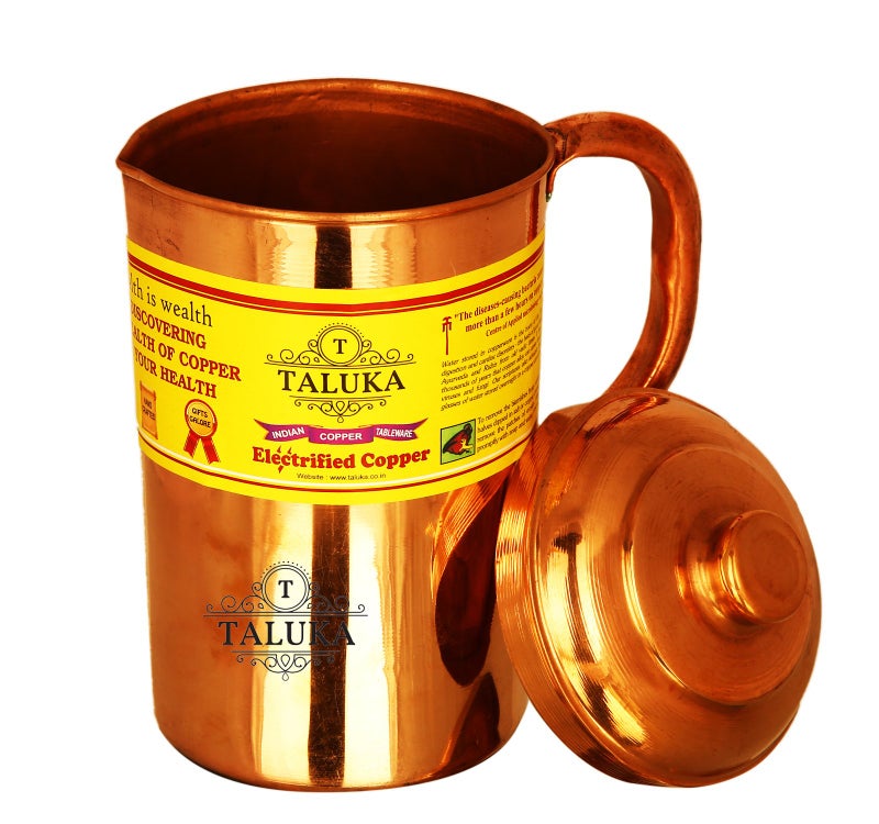 Taluka إبريق نحاسي يدوي الصنع، 1500 مل، 4.2" × 8.8"، بني - Image 2