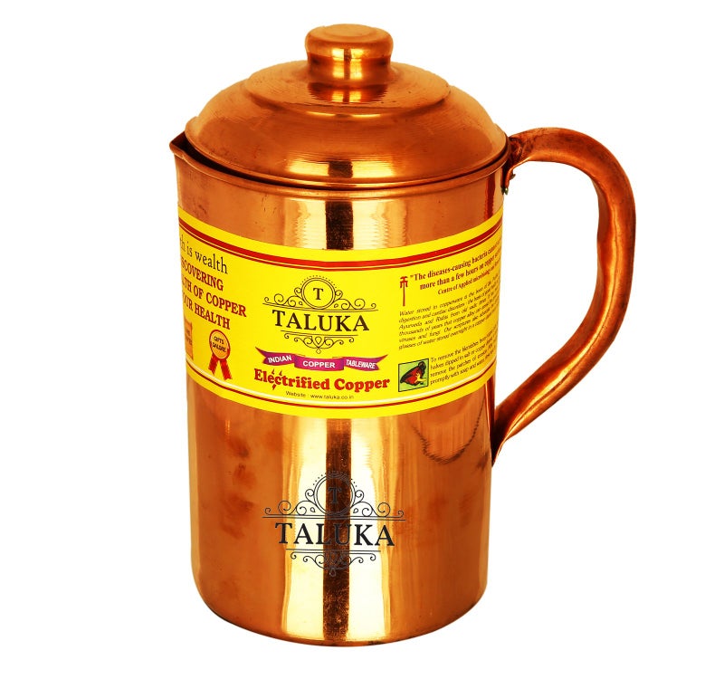 Taluka إبريق نحاسي يدوي الصنع، 1500 مل، 4.2" × 8.8"، بني - Image 1