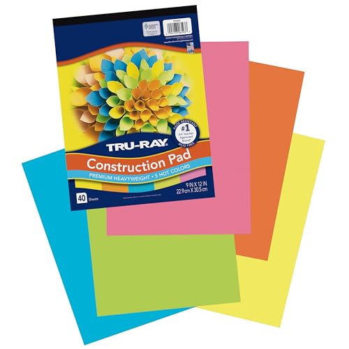 Tru-Ray® Heavyweight Construction Paper Pad, 5 Assorted Hot Colors, 9" x 12", 40 Sheets - Image 2