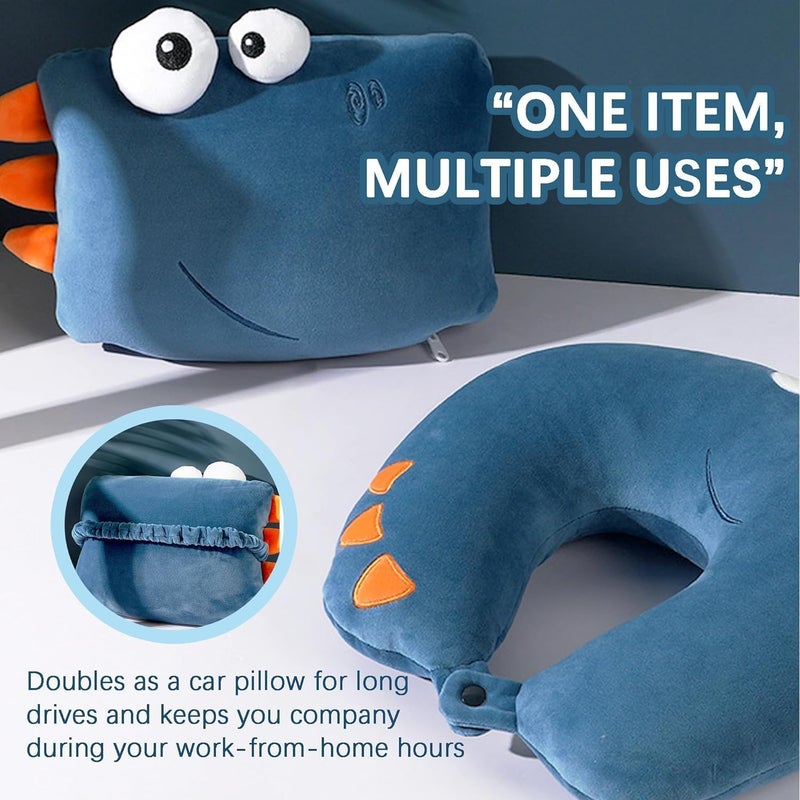 Paporich 2-in-1 Travel Pillow for Kids - Soft Plushie Converts to U-Shaped Neck Pillow - Image 5