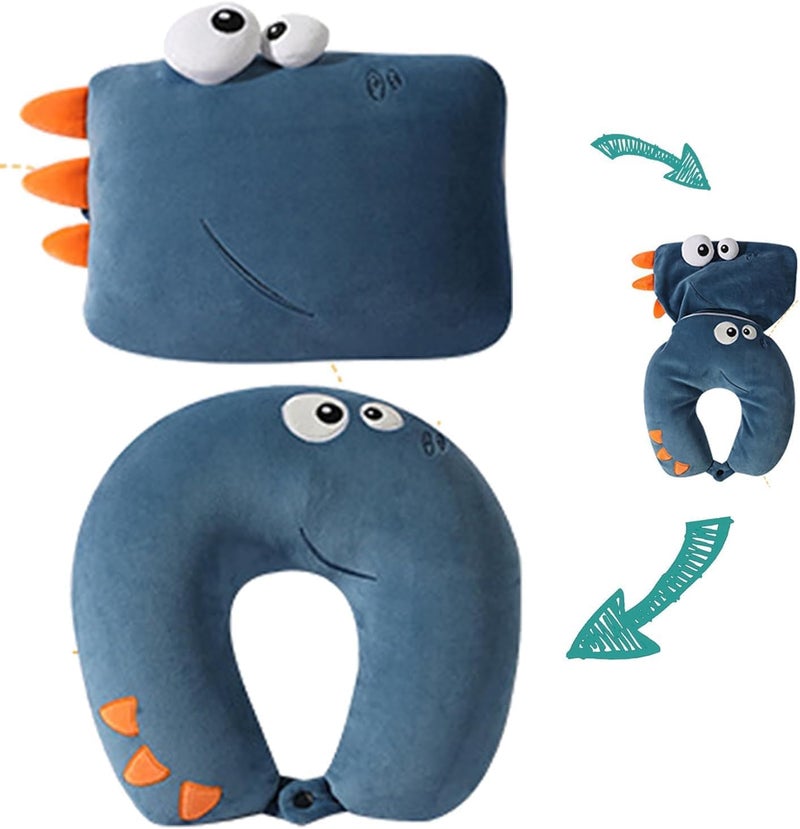 Paporich 2-in-1 Travel Pillow for Kids - Soft Plushie Converts to U-Shaped Neck Pillow - Image 1