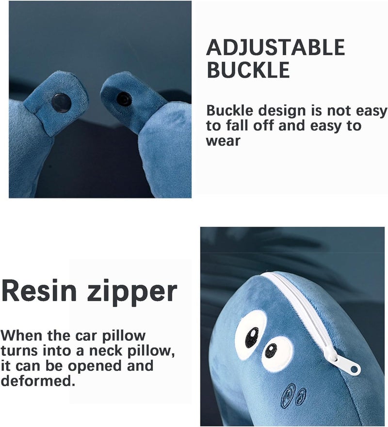 Paporich 2-in-1 Travel Pillow for Kids - Soft Plushie Converts to U-Shaped Neck Pillow - Image 4