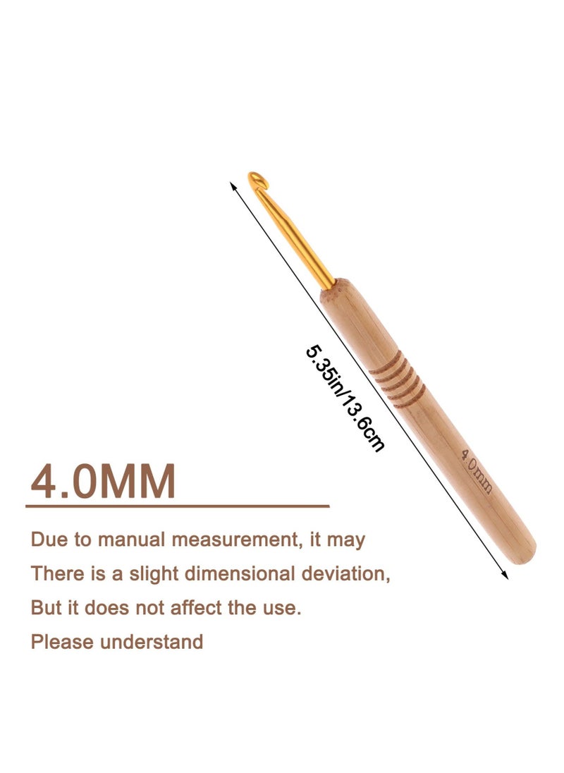 Crochet Hooks Set, 9 Pieces 2.0-6.0mm Size Crochet Needles, with Bamboo Handles Hooks Knitting Needles Set, Ergonomic Crochet Hooks, for Beginners Knitter Enthusiasts