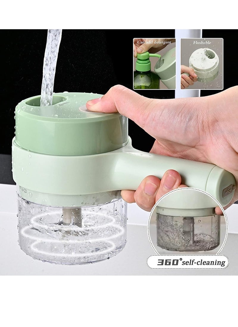 ELTRAZONE 4 in 1 Handheld Electric Vegetable Cutter Set, Portable Mini Wireless Food Processor with Brush, Gatling Vegetable Cutter Electric Garlic Chopper for Garlic Pepper Chili Onion Celery Ginger Meat  - Image 5