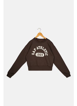 GAP Kids Boy Brand Logo Long Sleeves Sweatshirt, Brown  - Image 1