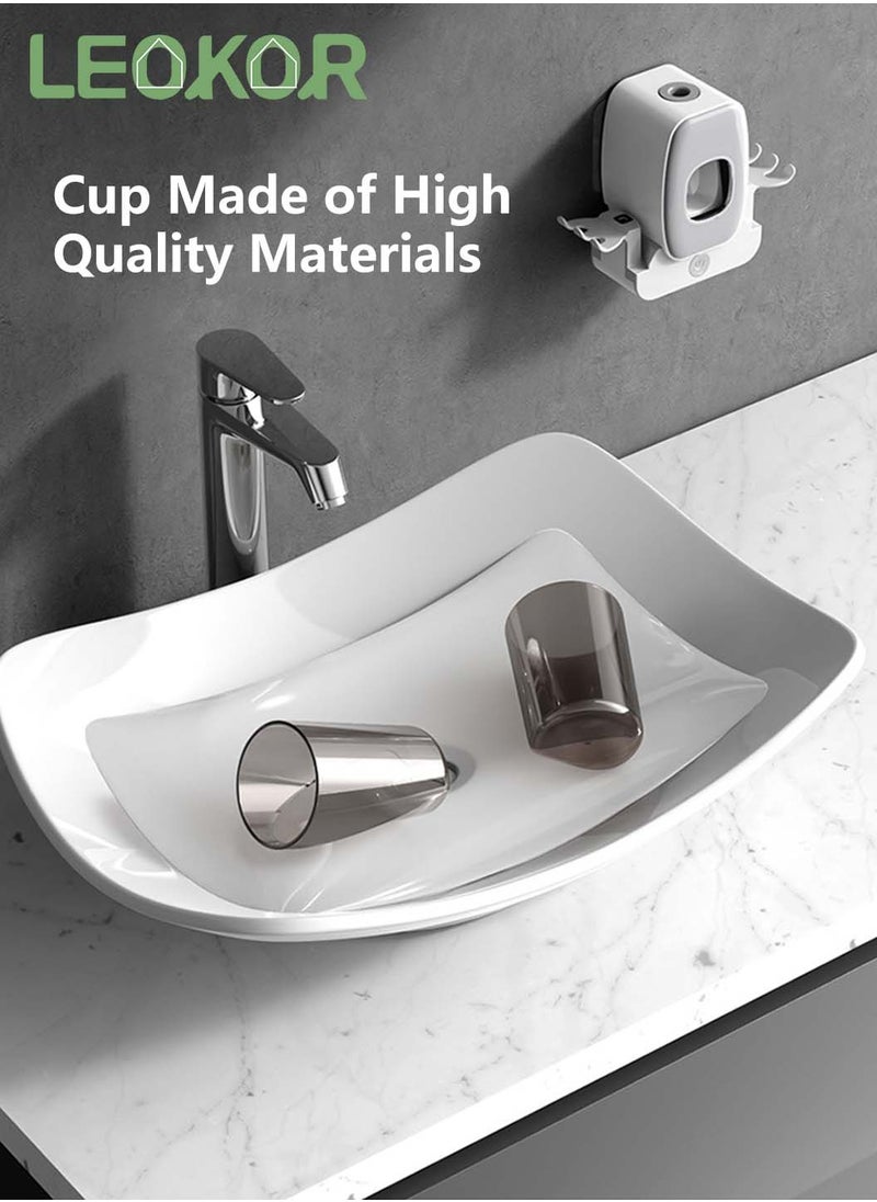 LEOKOR - 2 Cups Toothbrush Holder with Toothpaste Dispenser Wall Mounted UV Toothbrush Sanitizer USB Rechargeable Toothbrush Organizer - Image 1