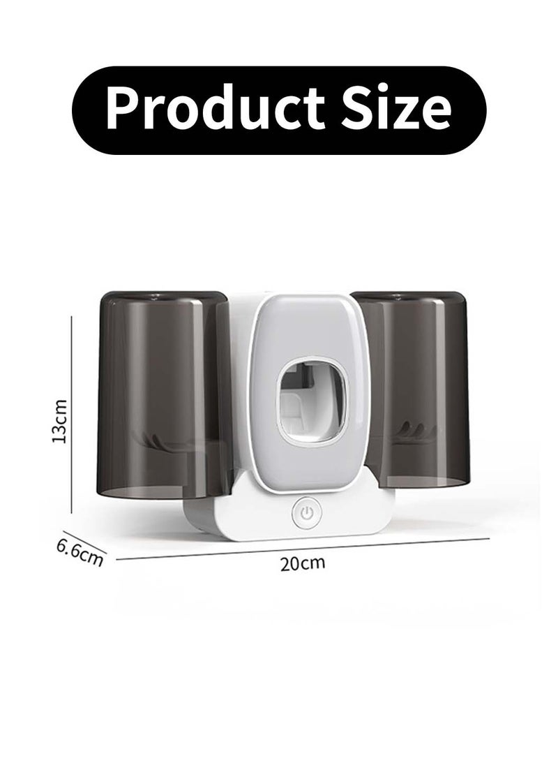 LEOKOR - 2 Cups Toothbrush Holder with Toothpaste Dispenser Wall Mounted UV Toothbrush Sanitizer USB Rechargeable Toothbrush Organizer - Image 1