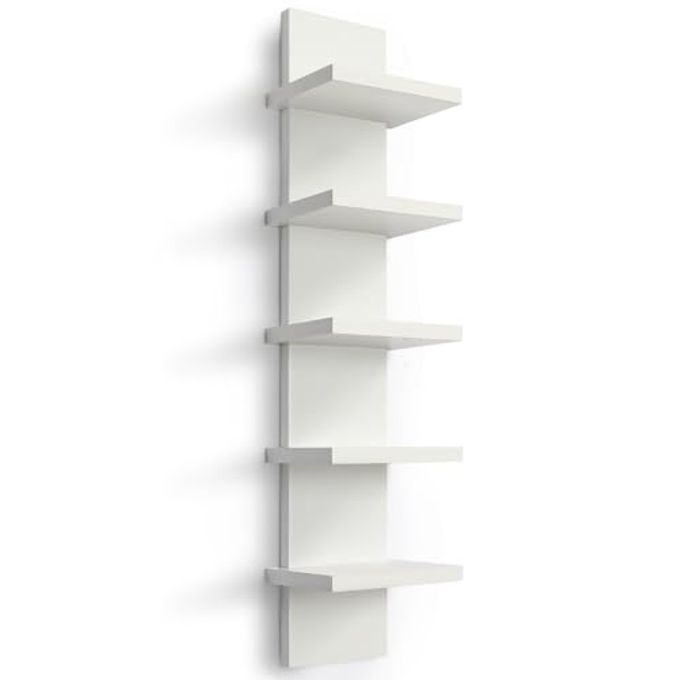 Homaterial 5 Tier Wall Shelf Unit, Small White Vertical Floating Shelf-Narrow Decorative Wall Mount Modern Wall Decor Shelves for Bedrooms, Living Rooms - Image 4