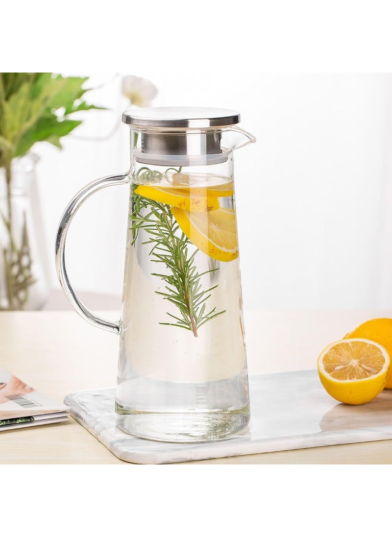 smart serve Smartserve High Borosilicate Glass Pitcher 1300ML Transparent Big Water Pitcher Jug with Strong Handle for Water Juice Ice Tea Milk  - Image 1